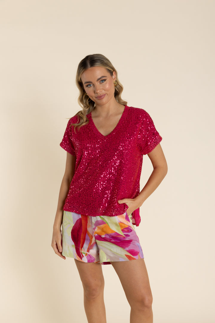 Sequin Drop Shoulder Top