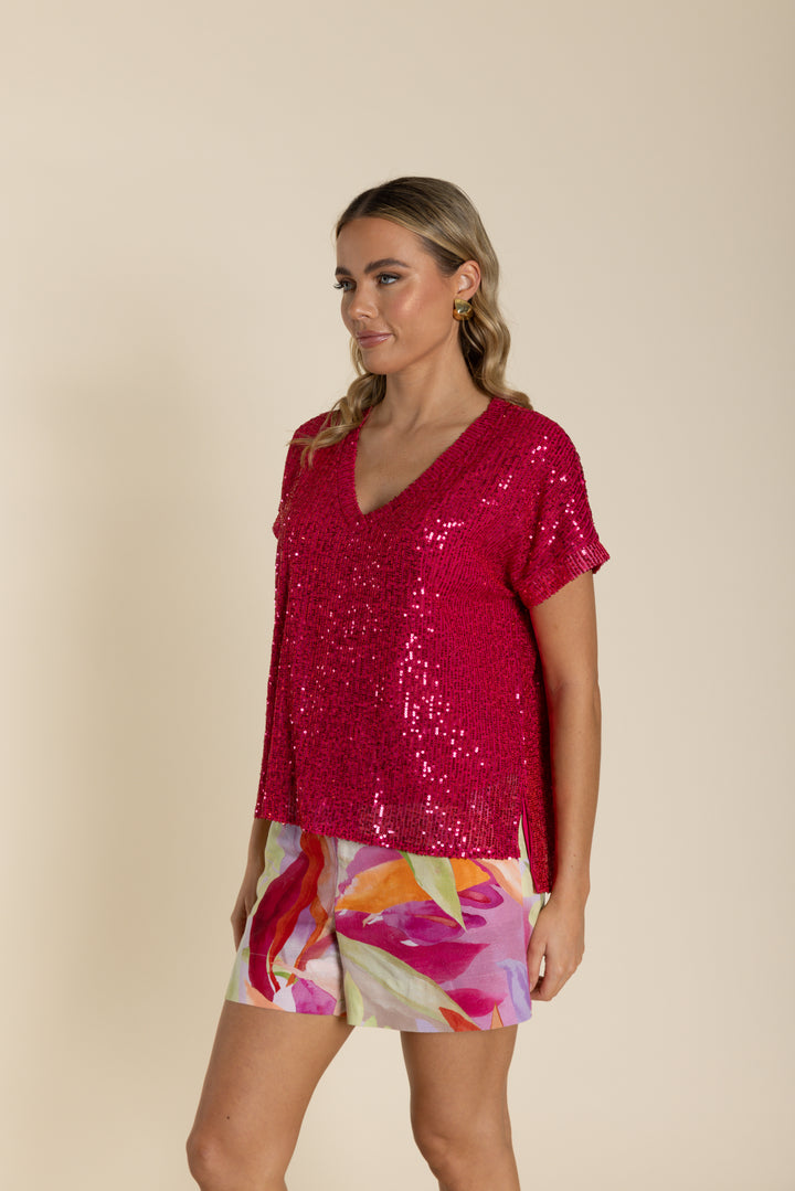 Sequin Drop Shoulder Top