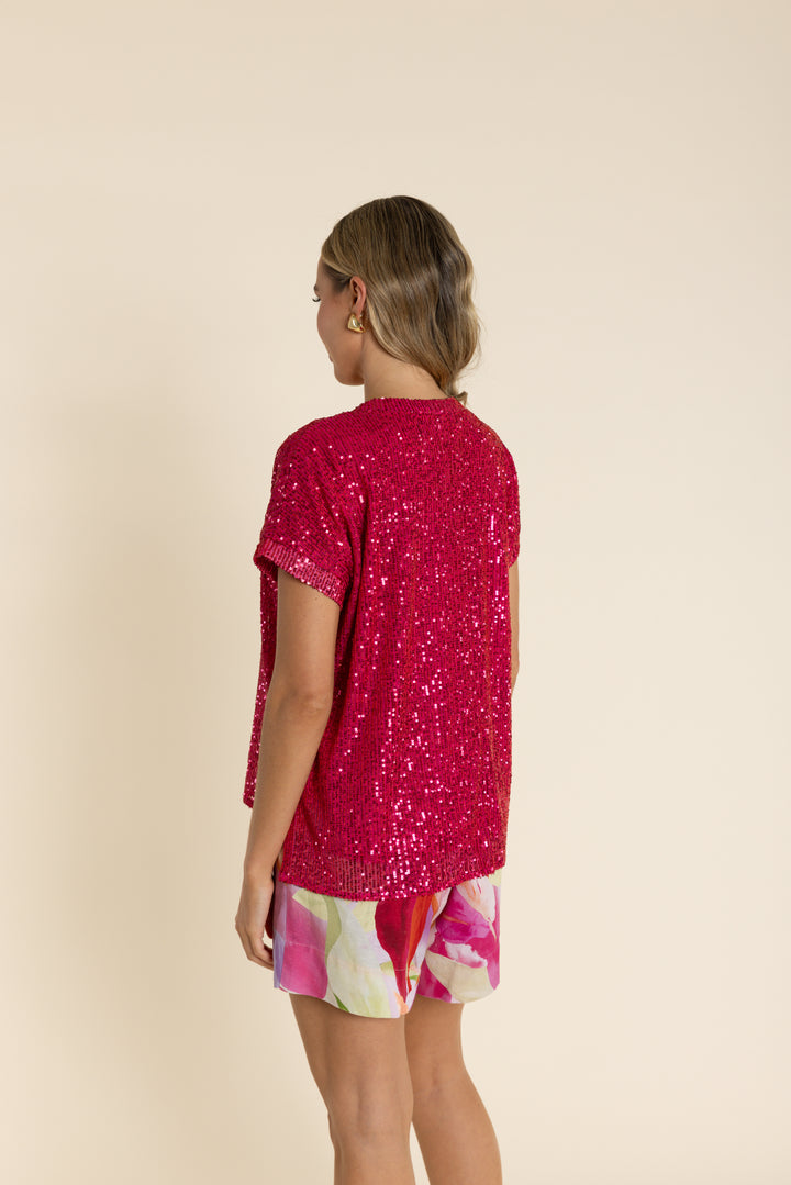 Sequin Drop Shoulder Top