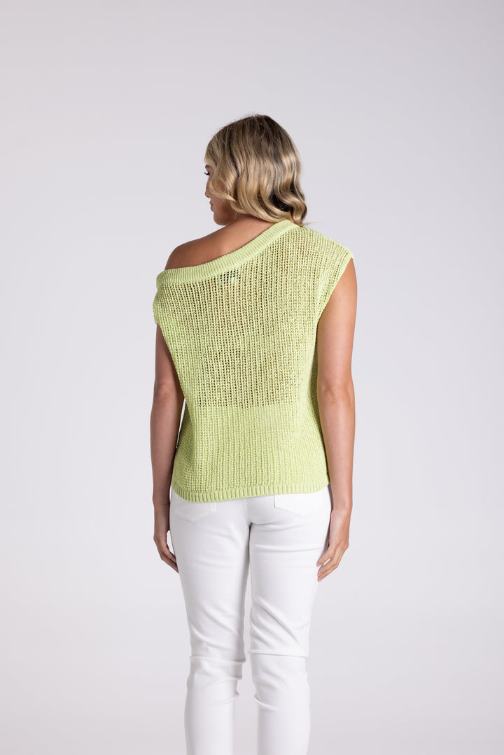 Tape Yarn Boat Neck Top