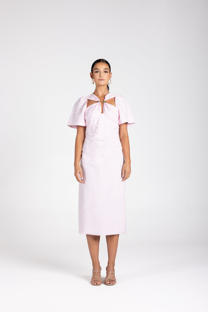 Draped Midi Dress w Gold Clip