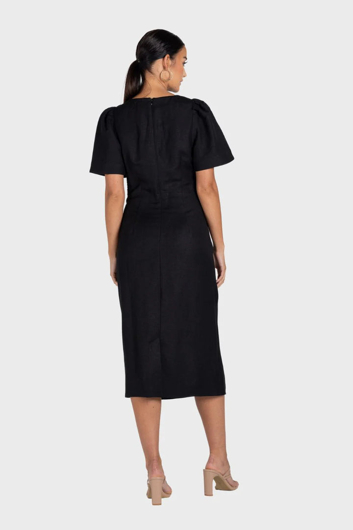 Draped Midi Dress w Gold Clip