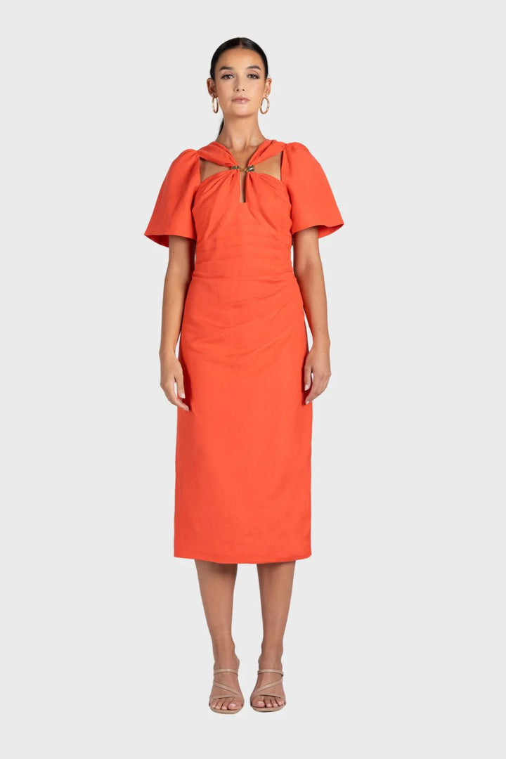 Draped Midi Dress w Gold Clip