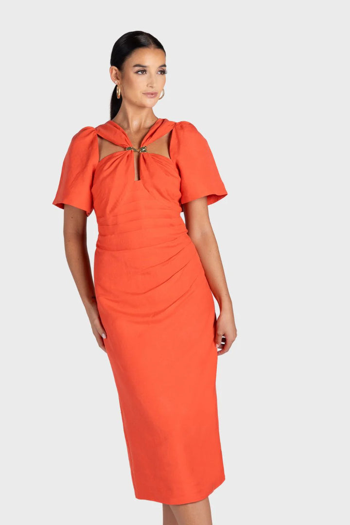 Draped Midi Dress w Gold Clip