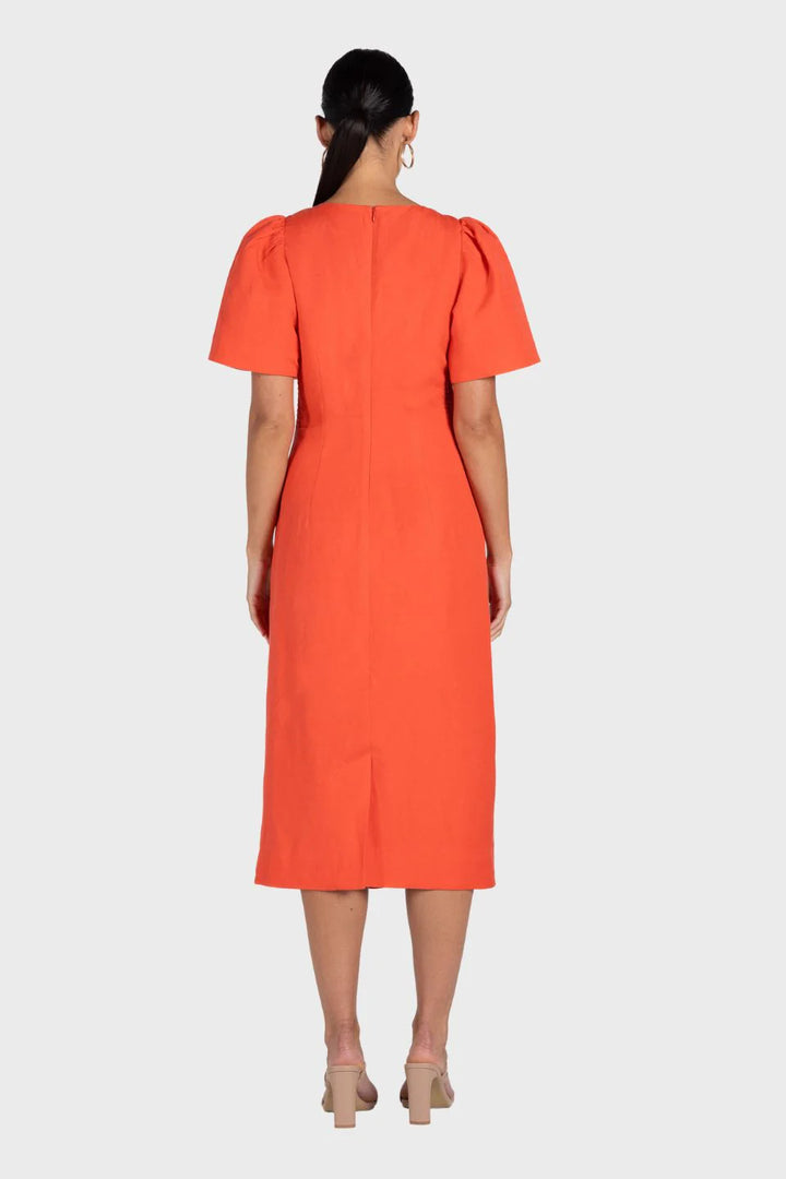 Draped Midi Dress w Gold Clip