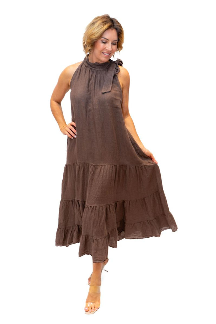 Boulevarde Linen Dress w Neck Tie