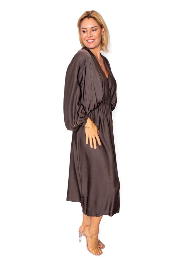 Portia-Faux Wrap Batwing Dress
