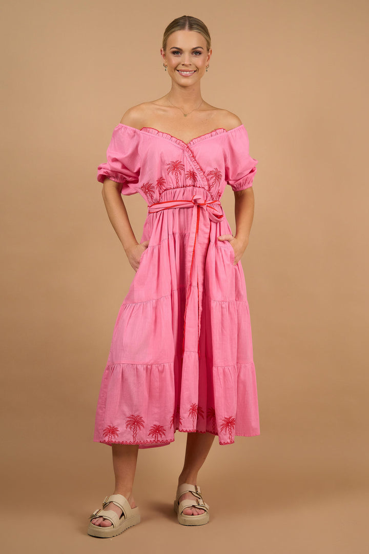 Bronte Dress- Palm Emb