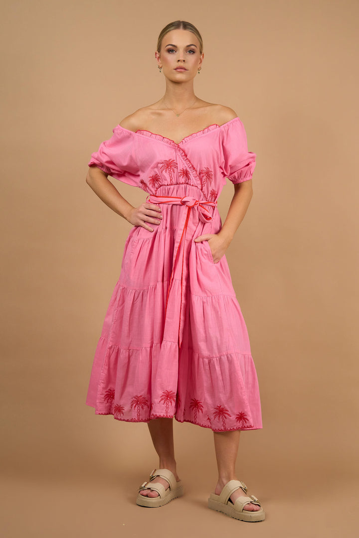 Bronte Dress- Palm Emb