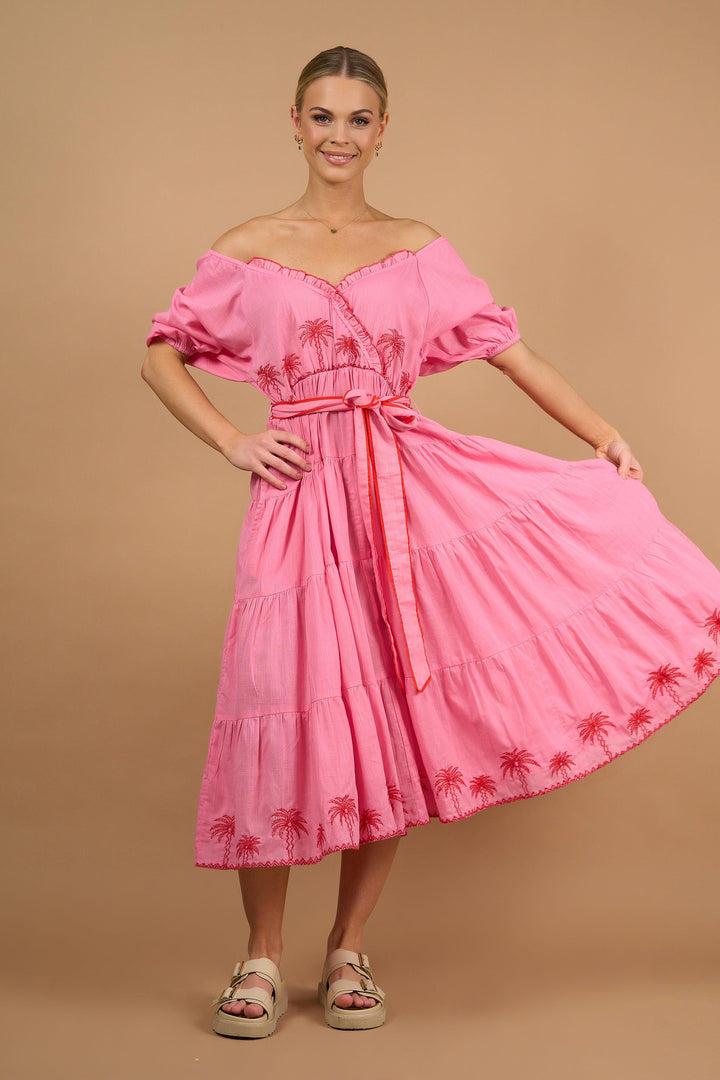 Bronte Dress- Palm Emb