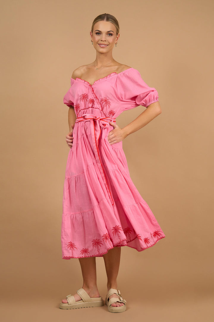 Bronte Dress- Palm Emb