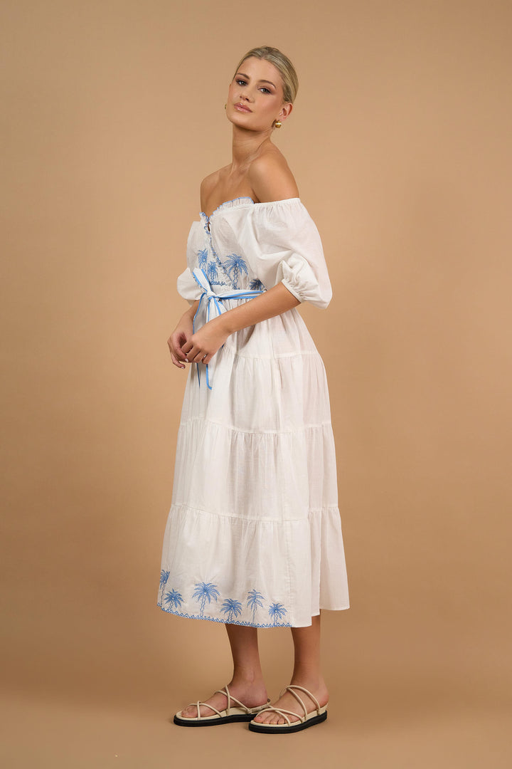 Bronte Dress- Palm Emb