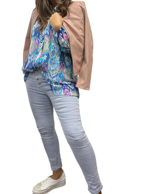 Portofino button/zip jean