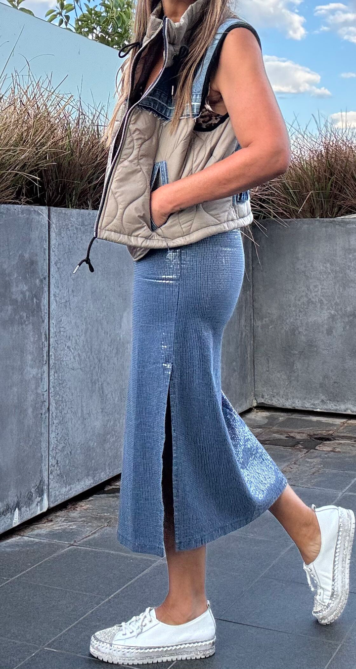 Fantasy Sequin Denim Skirt