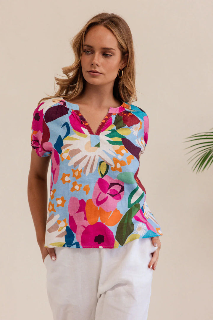 Bloom Burst Linen Top
