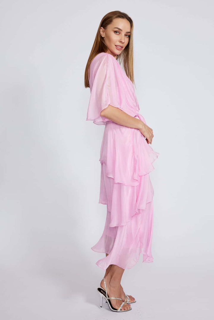 3 layer Crossover Silk Dress