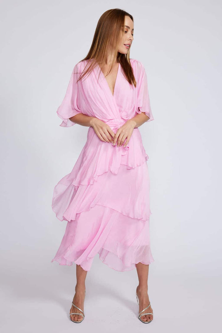 3 layer Crossover Silk Dress