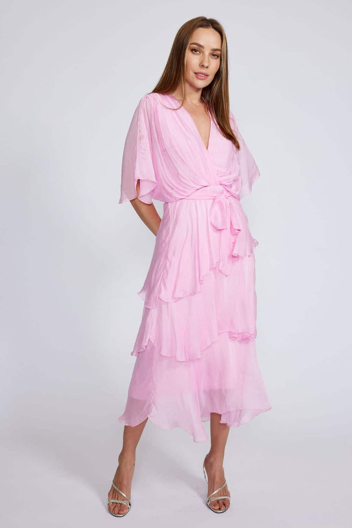 3 layer Crossover Silk Dress