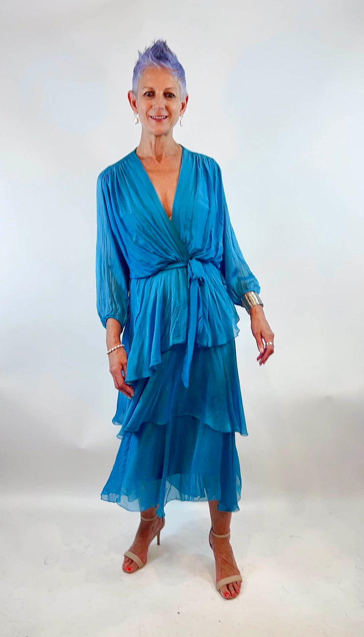 L/S Crossover Silk Dress