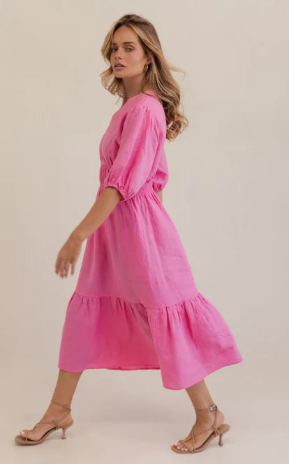 Linen Gather Detail Dress