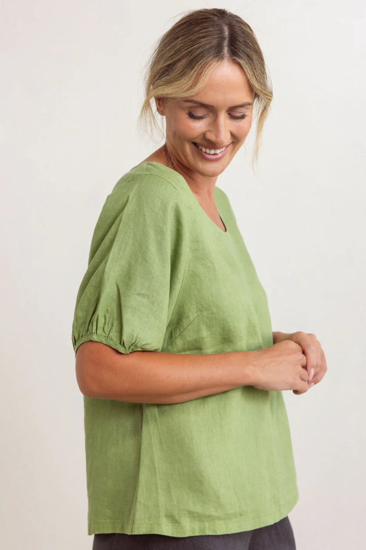 Linen V neck Swing Top