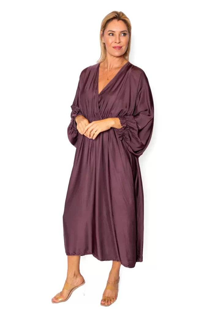Portia-Faux Wrap Batwing Dress