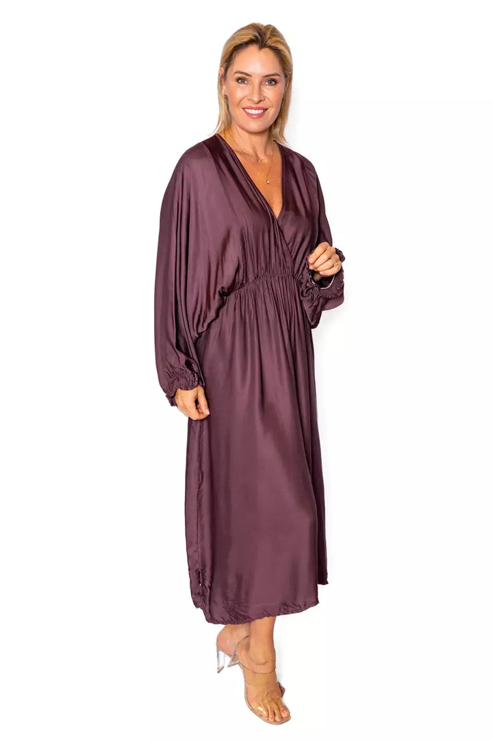 Portia-Faux Wrap Batwing Dress