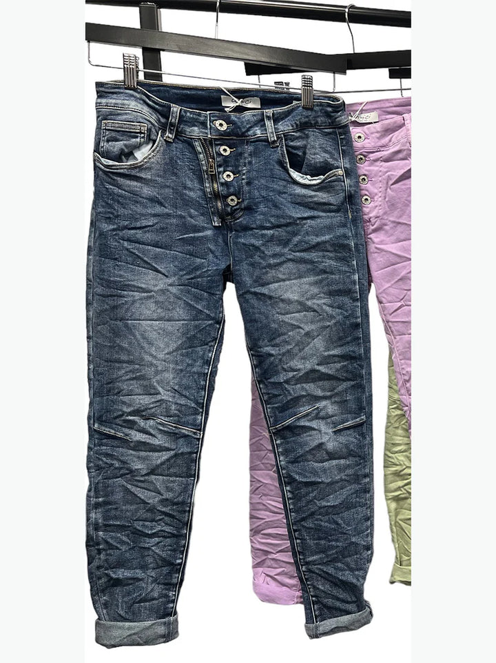 Portofino button/zip jean