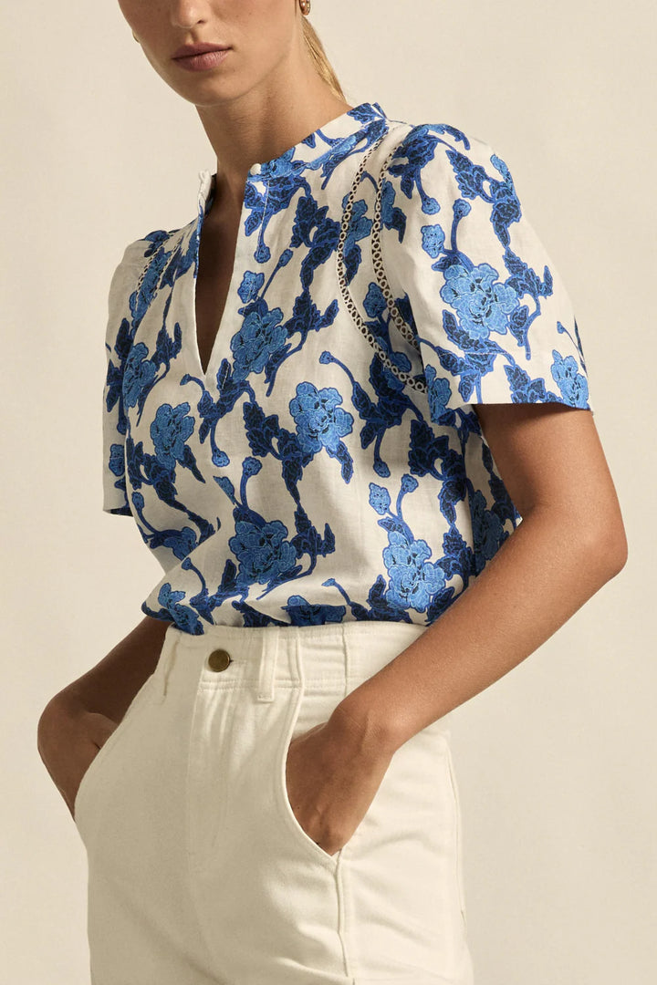 Recollect Top - azure bouquet