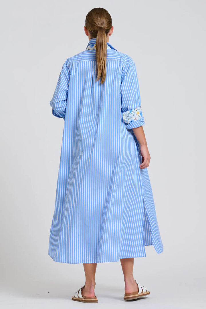 The Luna Oversized Long Line Shirt Dress- Stripe/floral