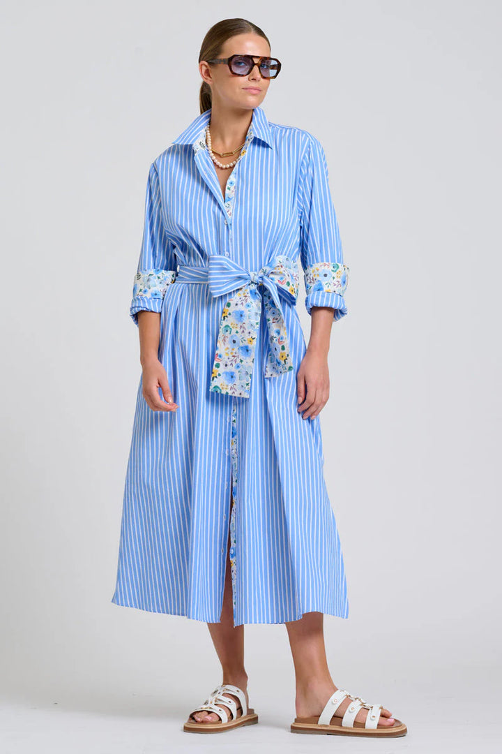 The Luna Oversized Long Line Shirt Dress- Stripe/floral