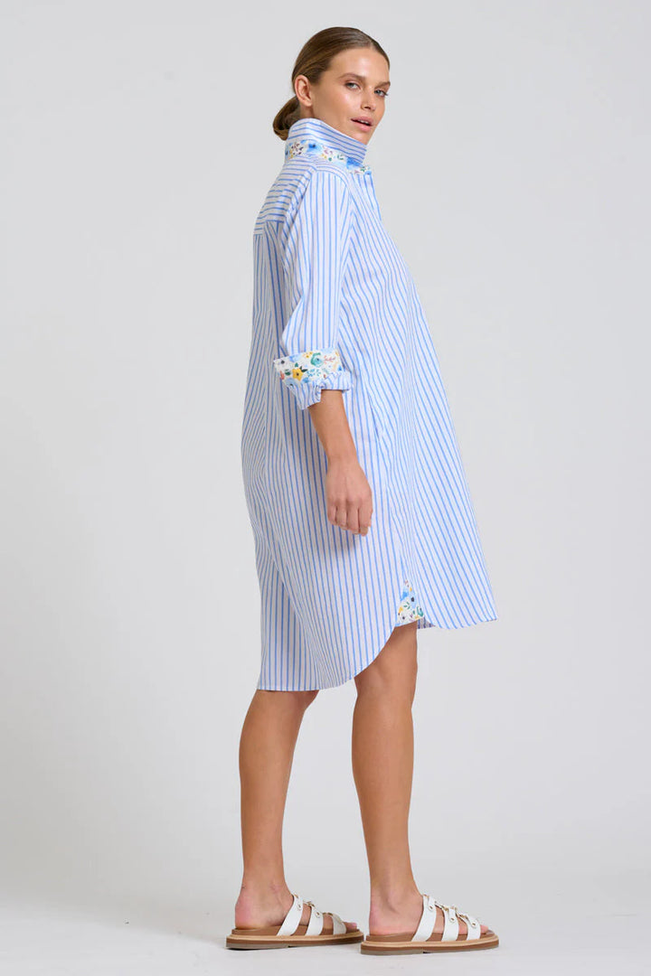 Popover Stripe/Floral Trim Dress