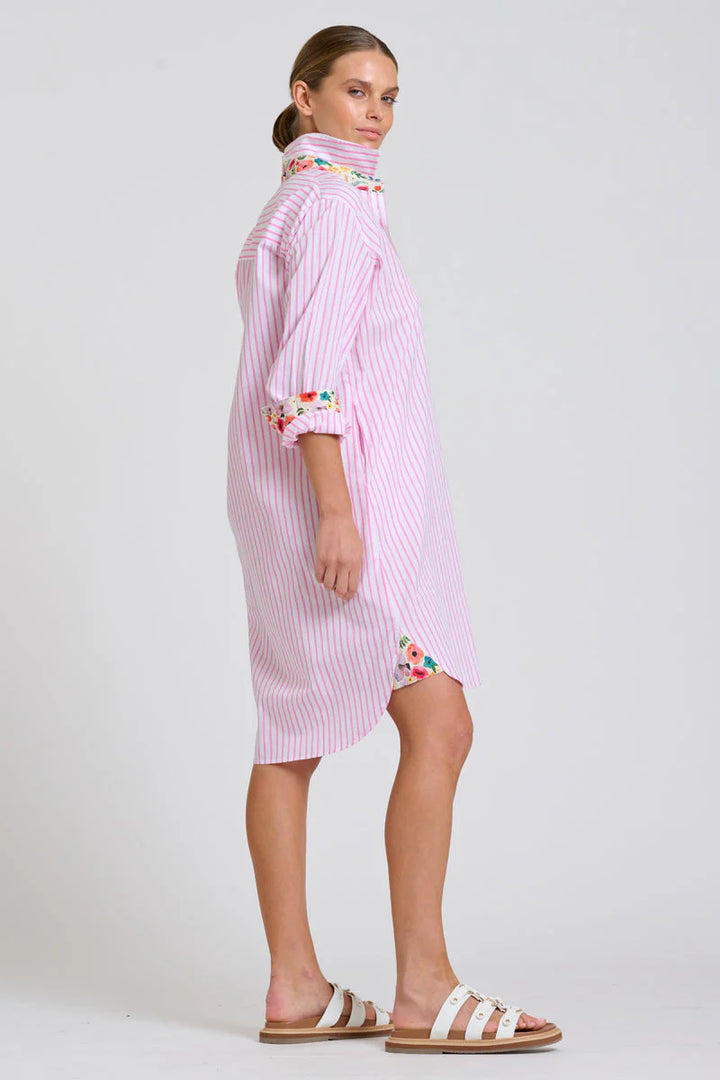 Popover Stripe/Floral Trim Dress