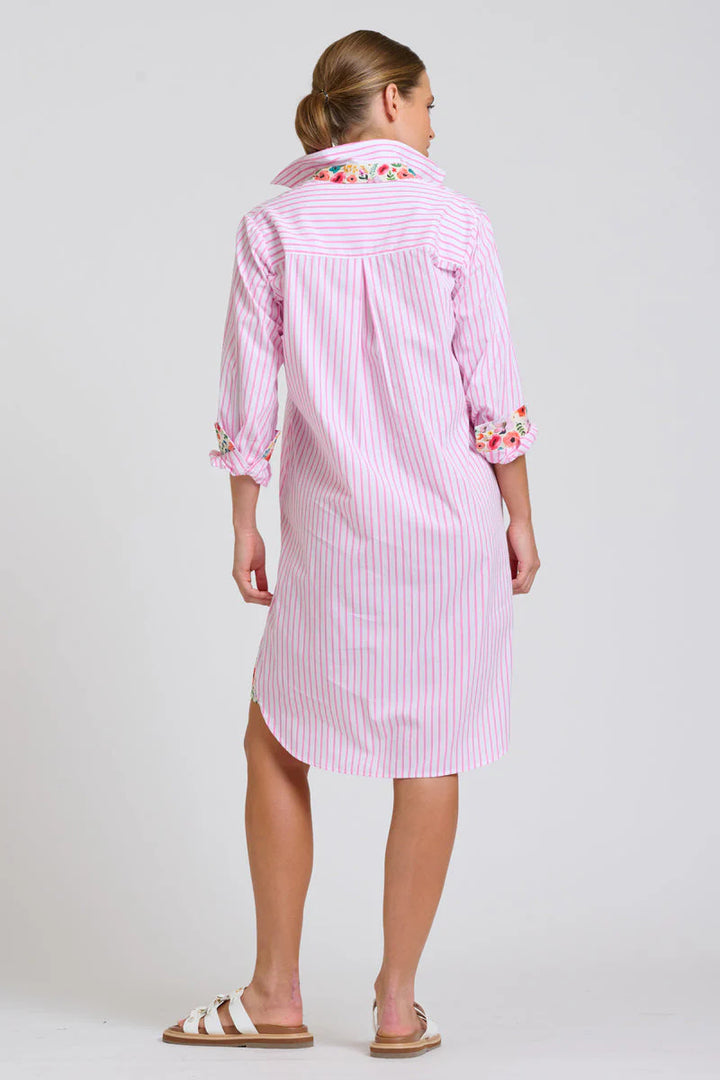 Popover Stripe/Floral Trim Dress