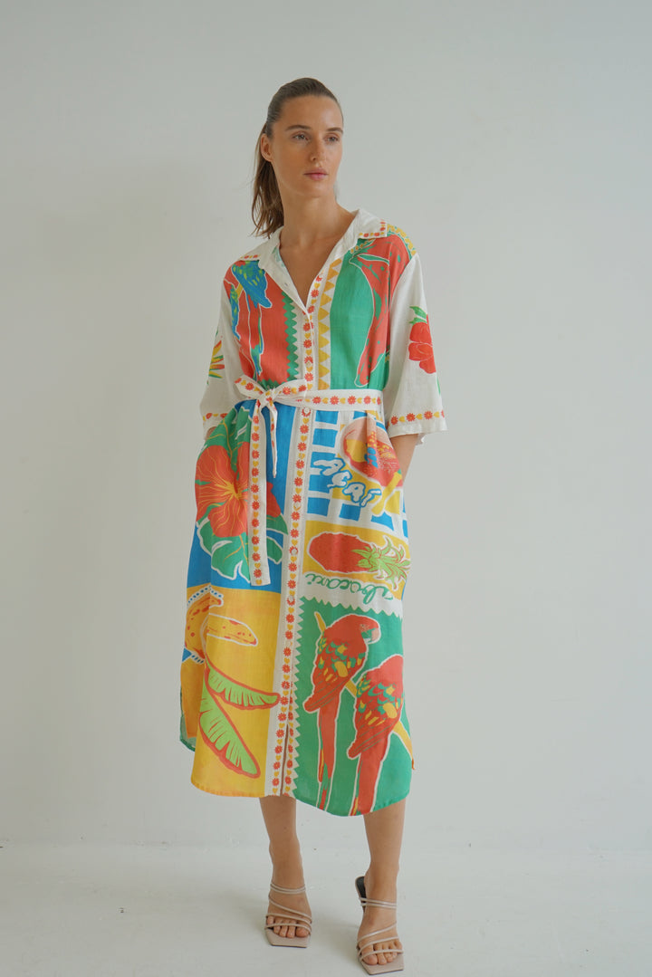 Jungle Bloom Linen Dress