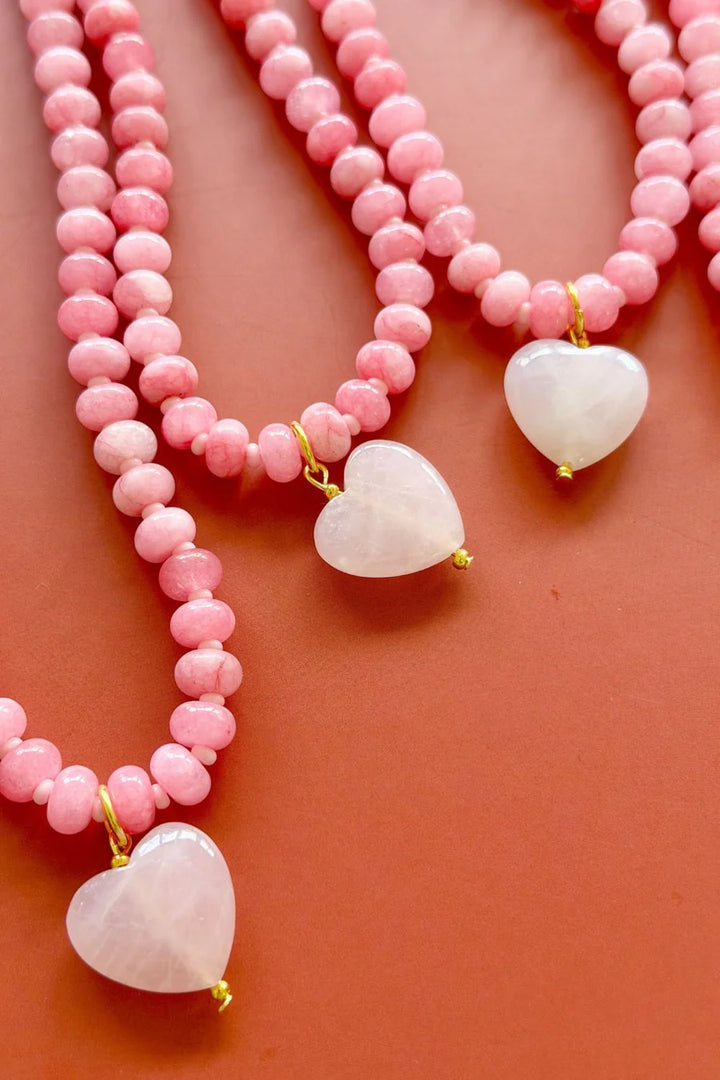 OVER SIZED JADE PINK GEM NECKLACE