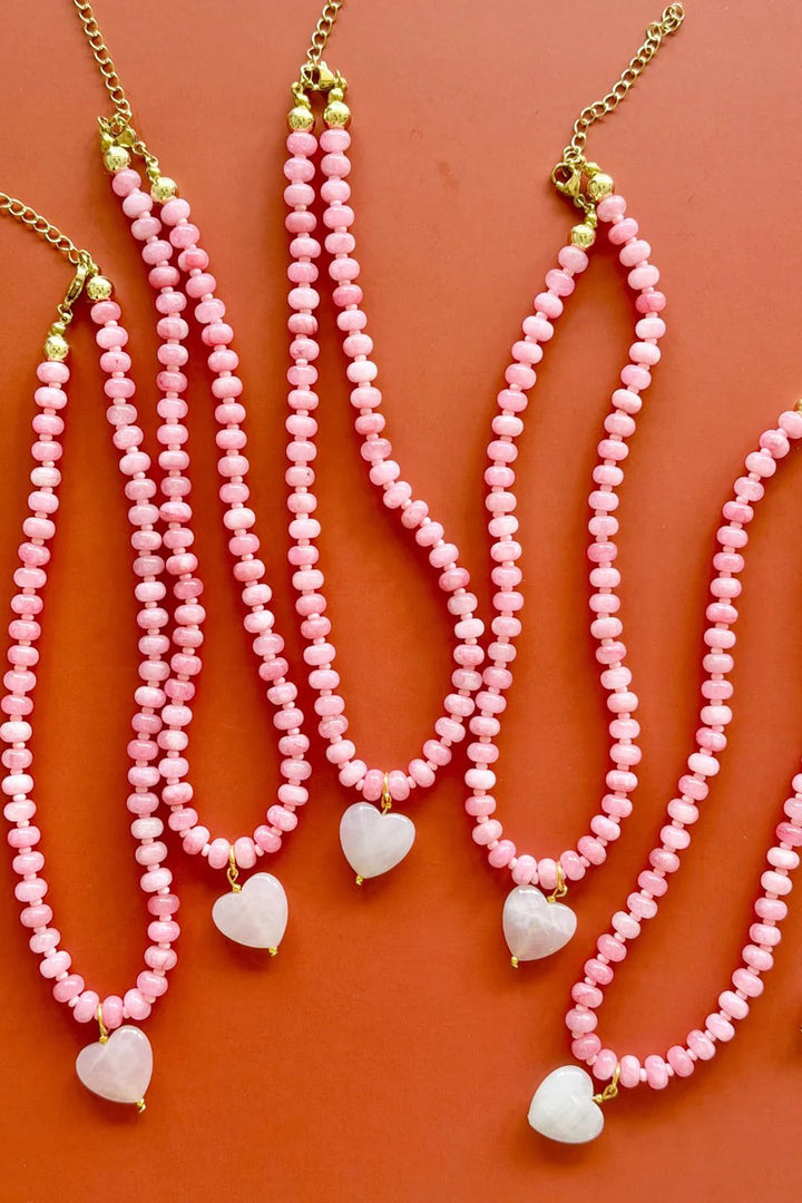 OVER SIZED JADE PINK GEM NECKLACE