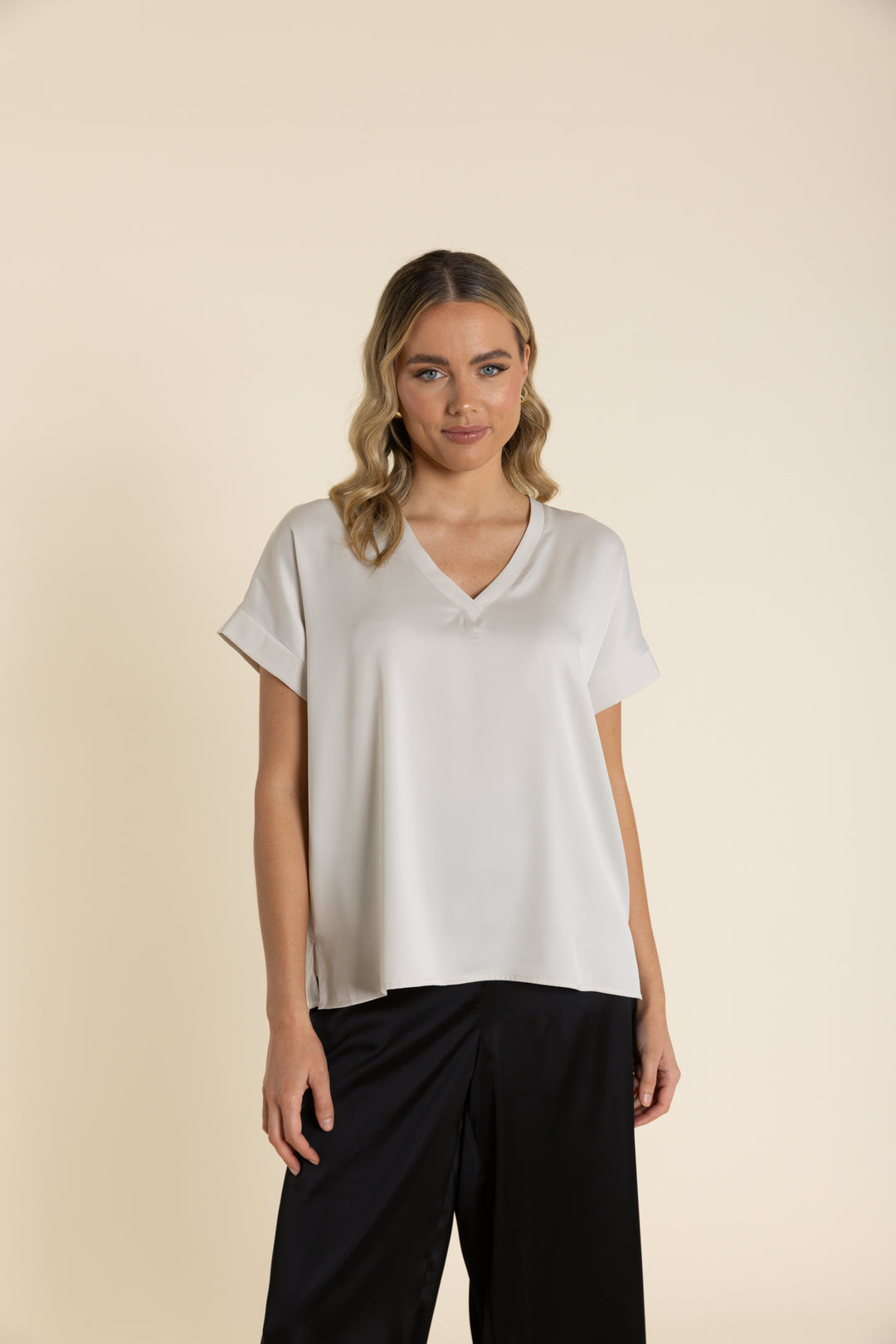 Satin Drop Shoulder Top