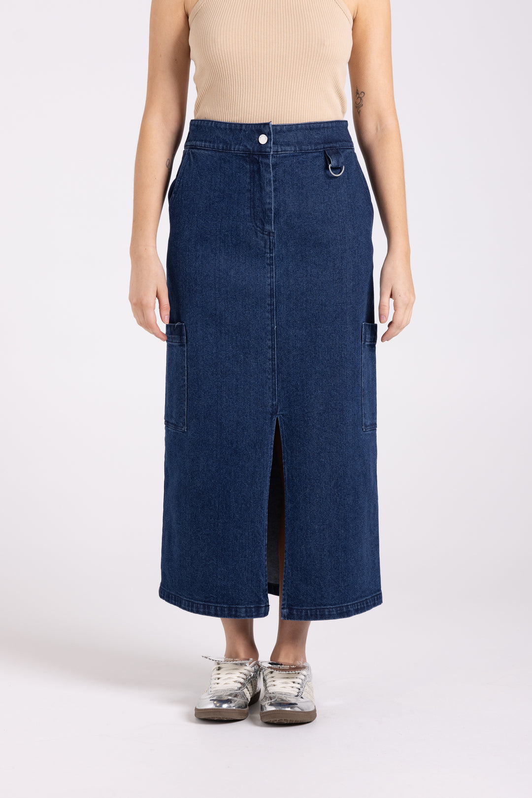 Denim Midi Cargo Skirt TT