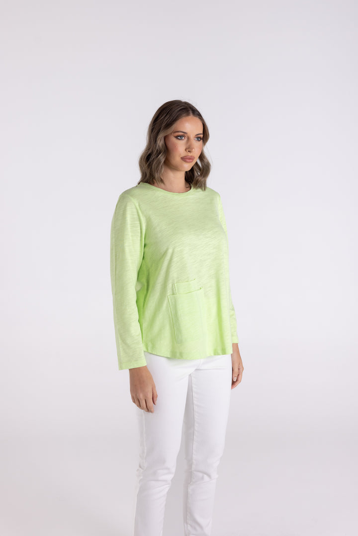 CREW 7/8 SLV TEE W/POCKET