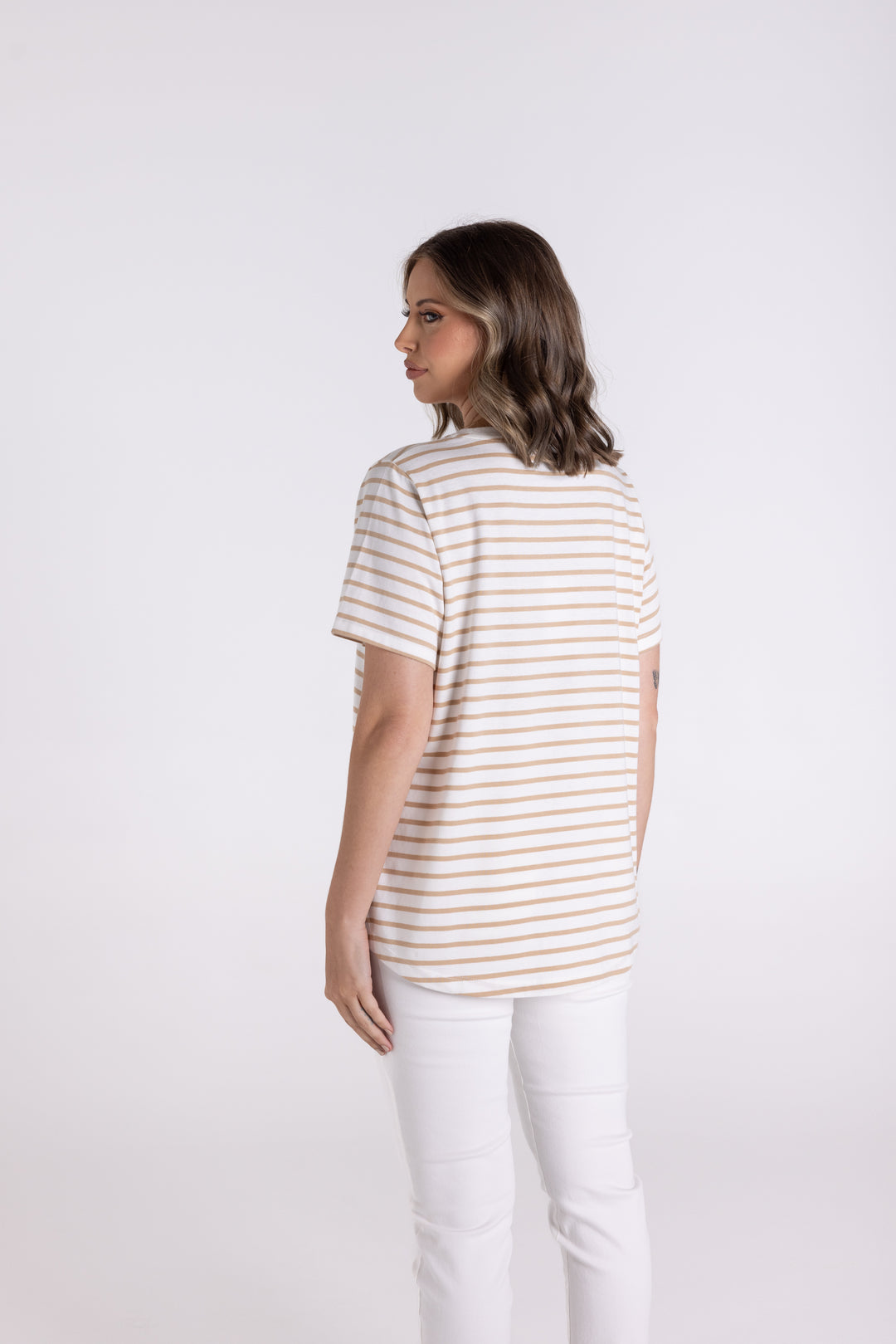 Stripe Crew Tee W Emb TT