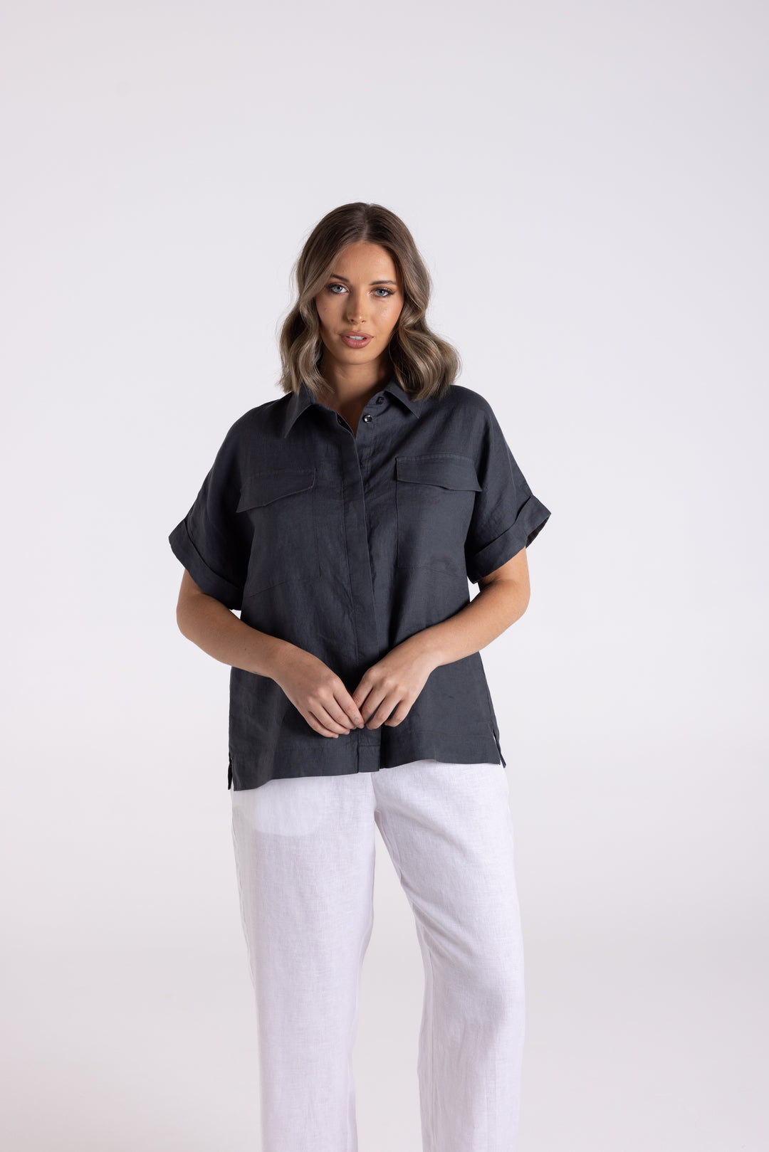 Dropped Shoulder Oversized Linen Shirt TT