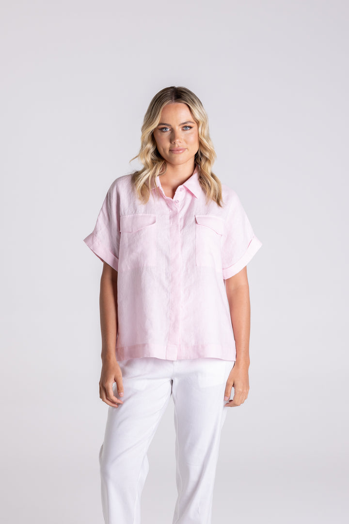 Dropped Shoulder Oversized Linen Shirt TT