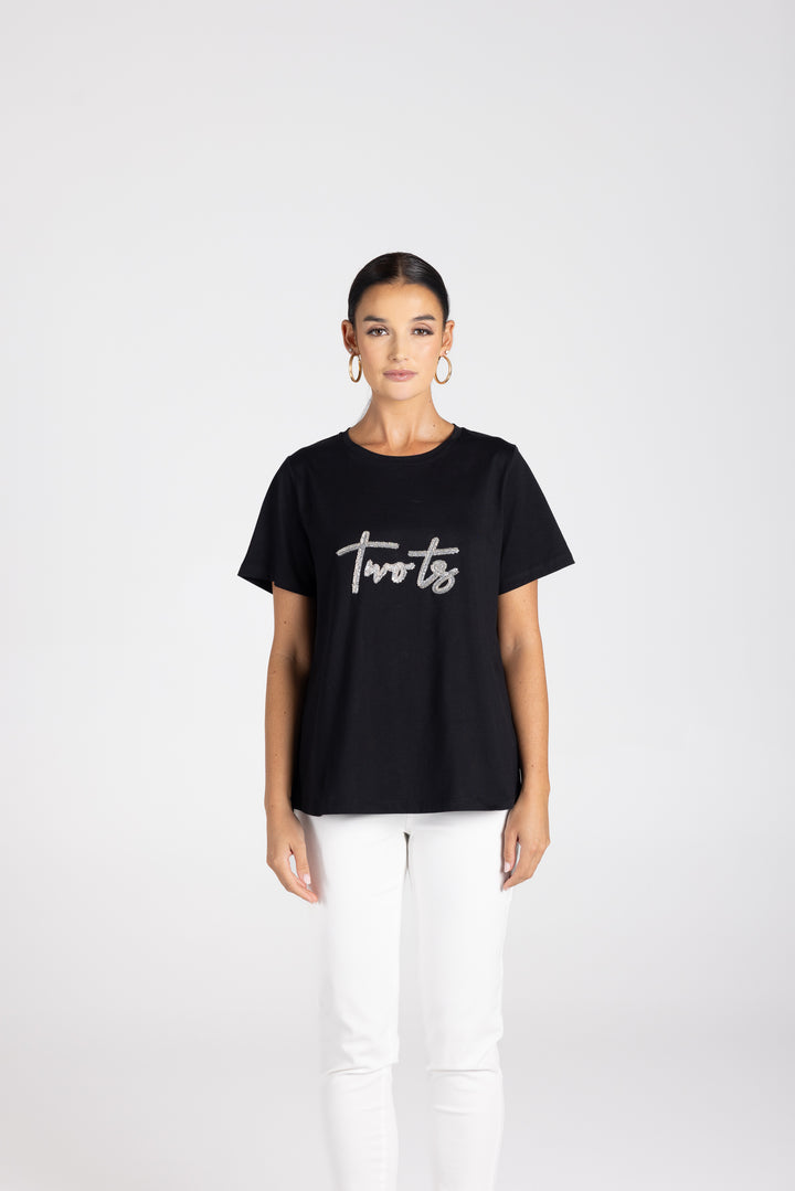 Crew Neck Silver Logo Tee