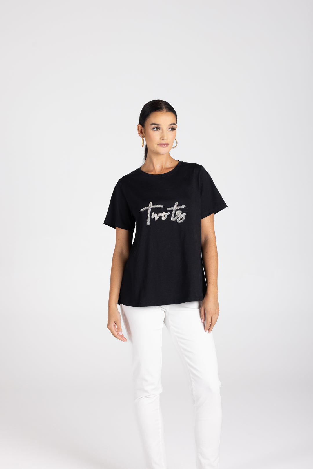 Crew Neck Silver Logo Tee