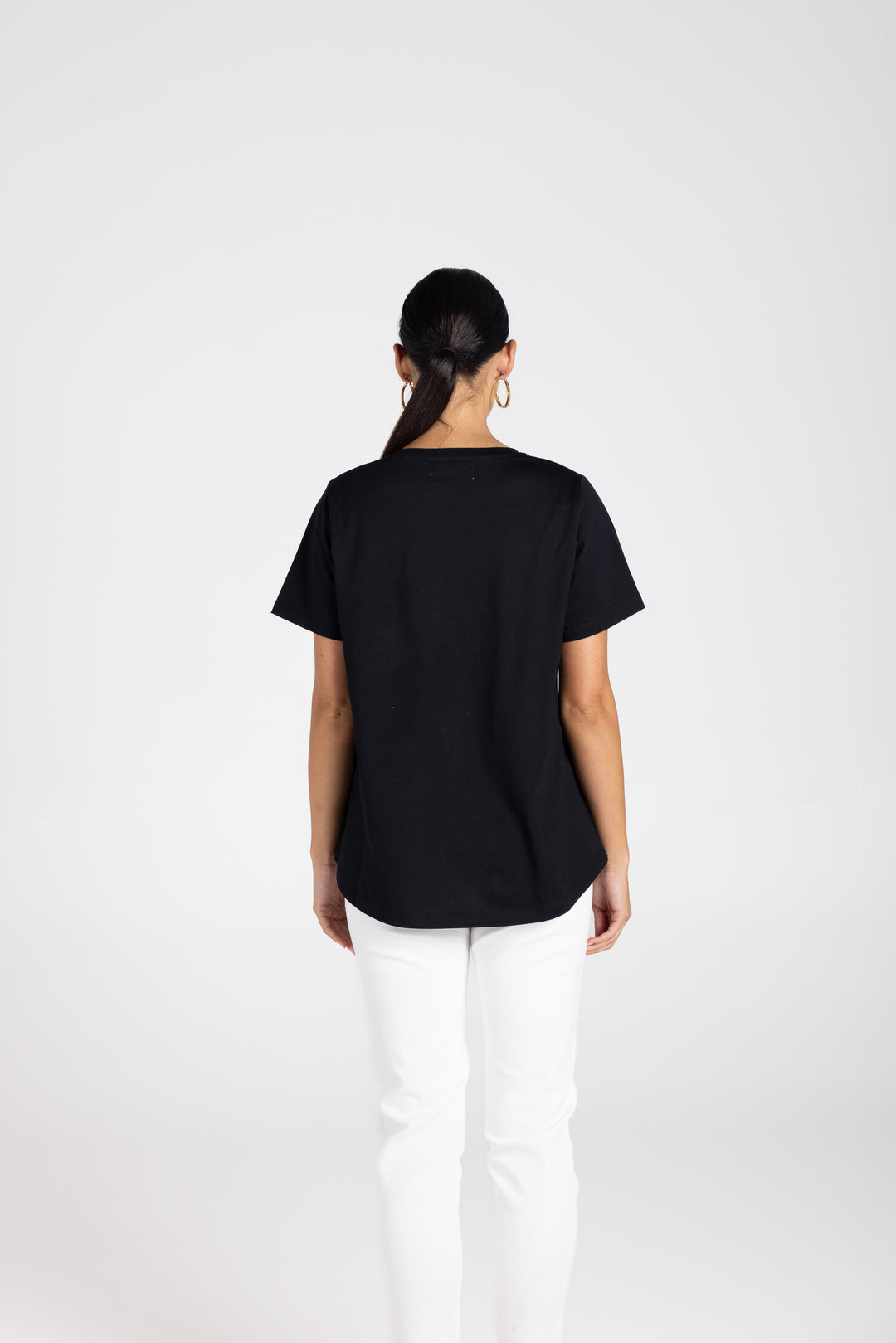 Crew Neck Silver Logo Tee