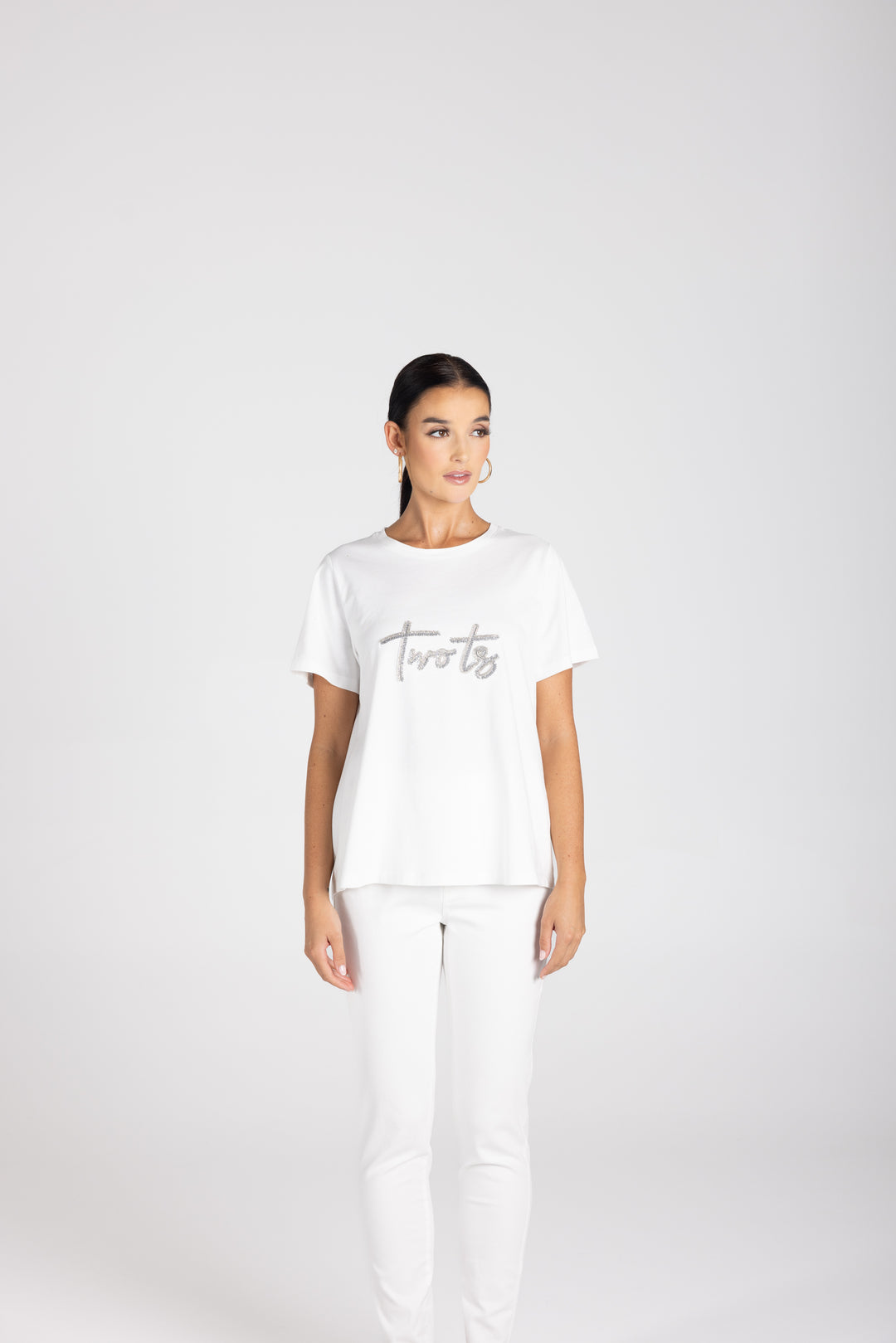 Crew Neck Silver Logo Tee