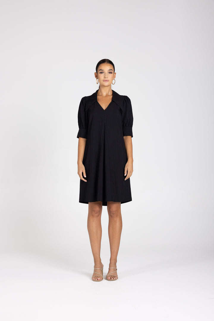 V Neck Dress w Collar