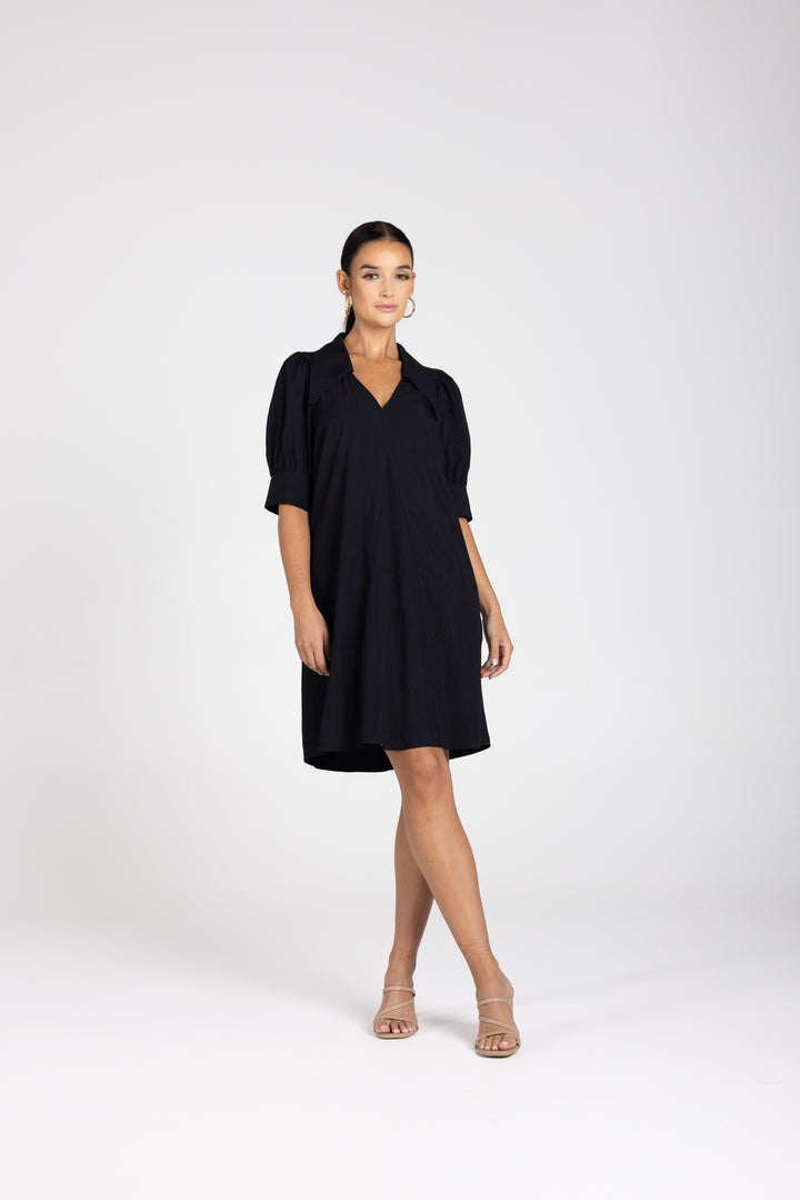 V Neck Dress w Collar
