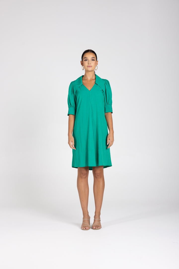 V Neck Dress w Collar